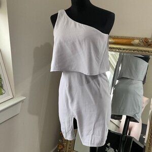 Superdown Stretch One Shoulder Sleeveless Dress Side Zipper Size S White